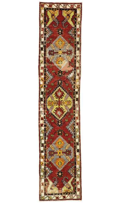 2 x 12 Vintage Turkish Oushak Rug Runner 77279