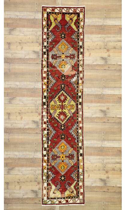 2 x 12 Vintage Turkish Oushak Rug Runner 77279