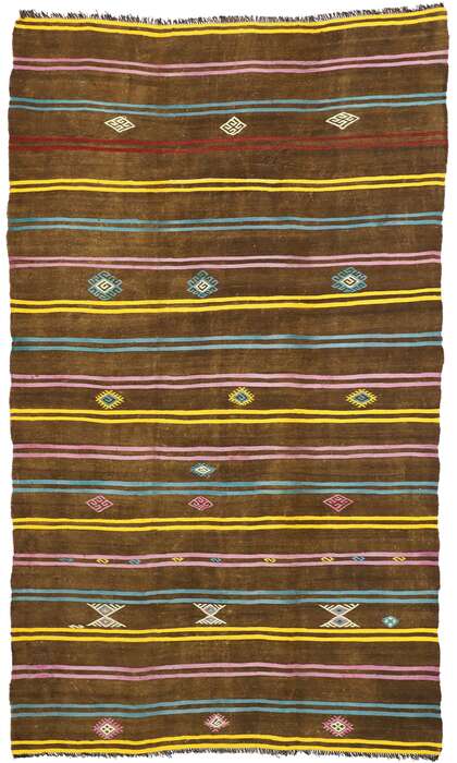 7 x 12 Vintage Striped Turkish Kilim Rug 51305