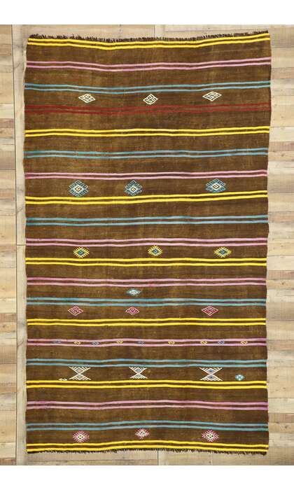 7 x 12 Vintage Striped Turkish Kilim Rug 513057 x 12 Vintage Striped Turkish Kilim Rug 51305