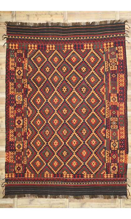 9 x 13 Vintage Afghan Maimana Kilim Rug 74279