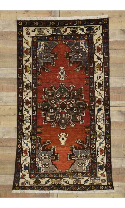 4 x 7 Vintage Persian Hamadan Rug 75234
