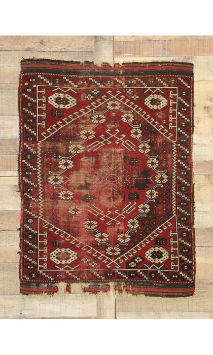 3 x 4 Antique-Worn Afghan Rug 76628