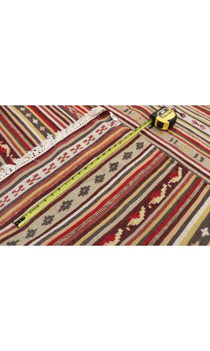 5 x 6 Vintage Turkish Striped Kilim Rug with Boho Chic Tribal Style 76864