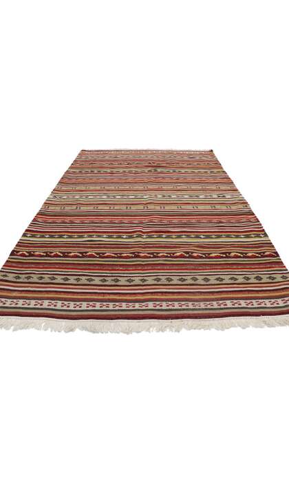 5 x 6 Vintage Turkish Striped Kilim Rug with Boho Chic Tribal Style 76864