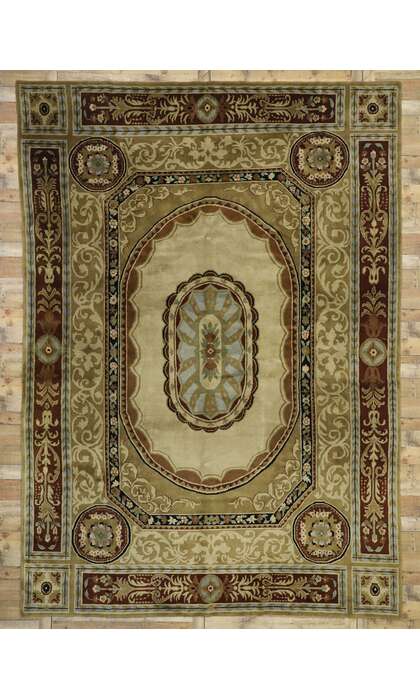 10 x 14 Vintage Savonnerie Tibetan Rug 77314