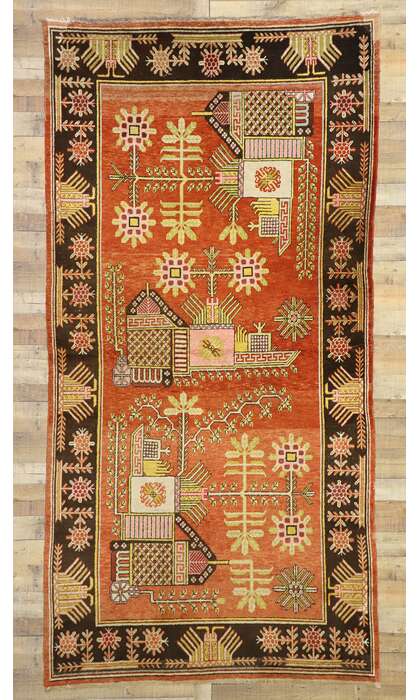 6 x 11 Antique Eastern Turkestan Khotan Rug 77325