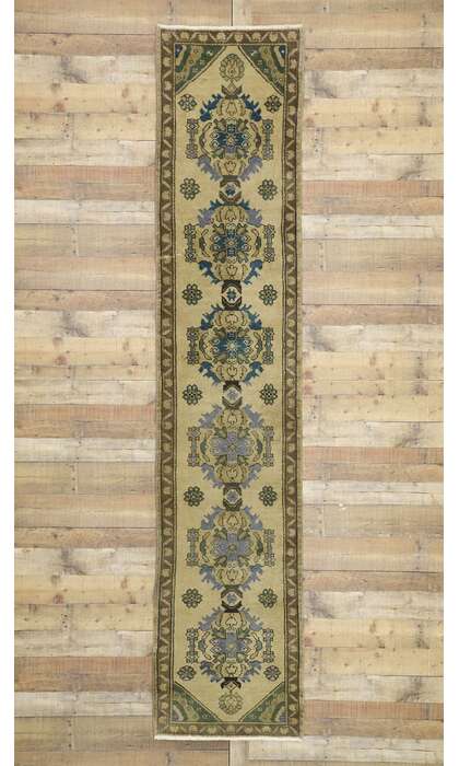 2 x 11 Vintage Turkish Oushak Rug Runner 50345