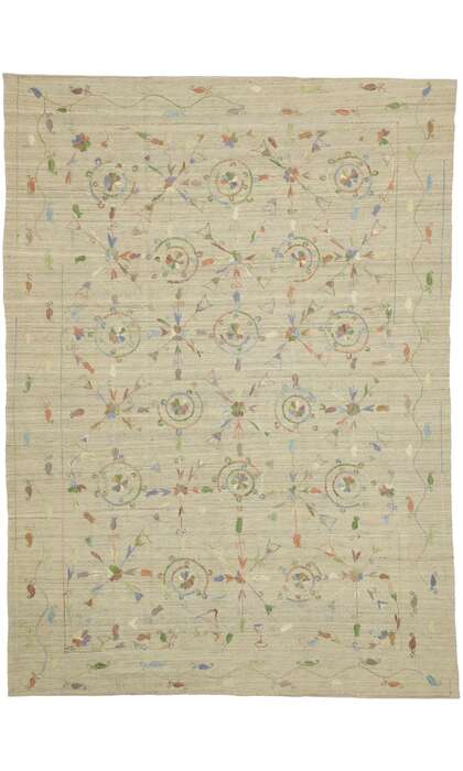 7 x 9 Vintage Uzbek Afghan Kilim Rug 80112