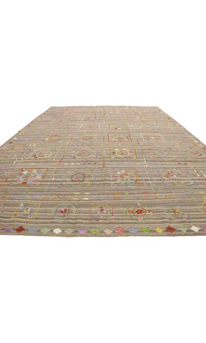 9 x 12 Vintage Uzbek Afghan Kilim Rug 80113