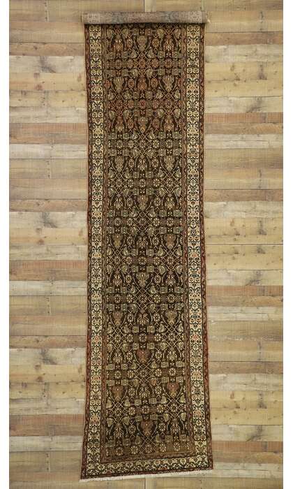3 x 13 Antique Brown Persian Malayer Rug 76558