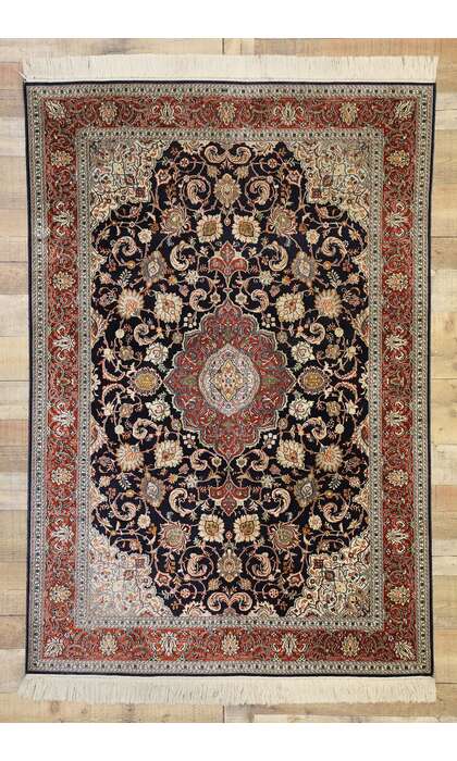 4 x 6 Vintage Silk Kashan Rug 77371