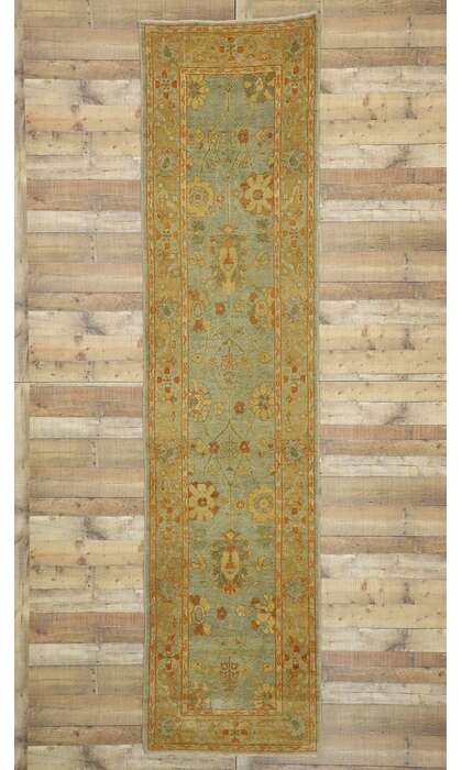 3 x 13 Modern Mediterranean Style Oushak Rug Runner 50539