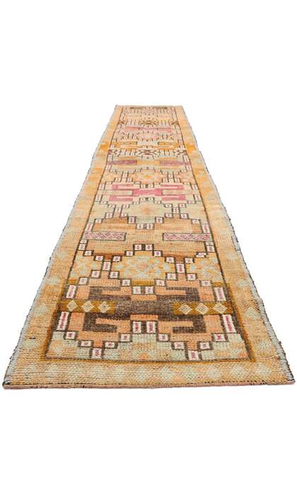 3 x 15 Vintage Orange Turkish Oushak Rug Runner 52666