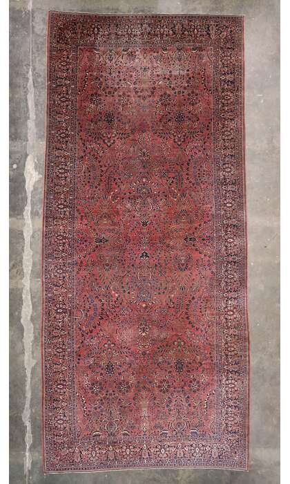 11 x 23 Antique Sarouk Rug 7738111 x 23 Antique Sarouk Rug 77381