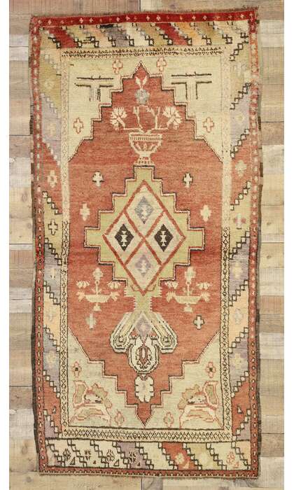 3 x 7 Vintage Turkish Oushak Rug 50173