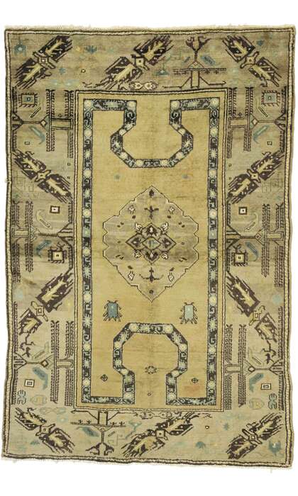 4 x 6 Vintage Turkish Oushak Rug 52765