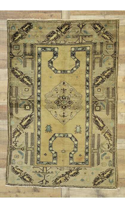 4 x 6 Vintage Turkish Oushak Rug 52765