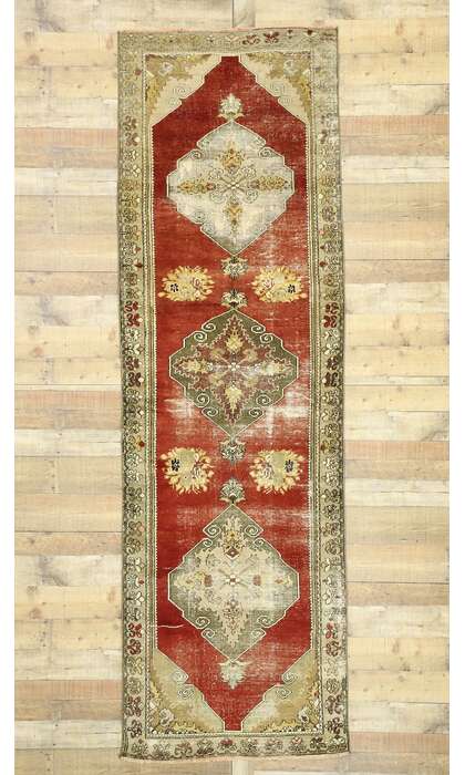 3 x 10 Vintage Turkish Oushak Runner 527723 x 10 Vintage Turkish Oushak Runner 52772
