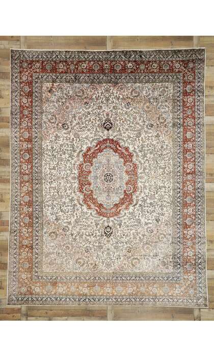 9 x 12 Vintage Silk Tabriz Rug 77376