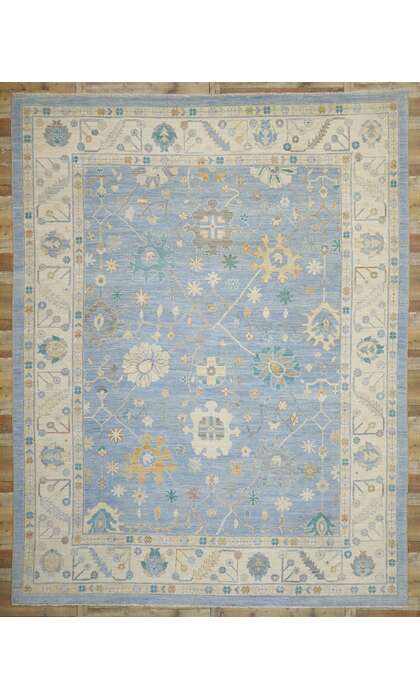 12 x 15 Colorful Blue Oushak Rug 80555