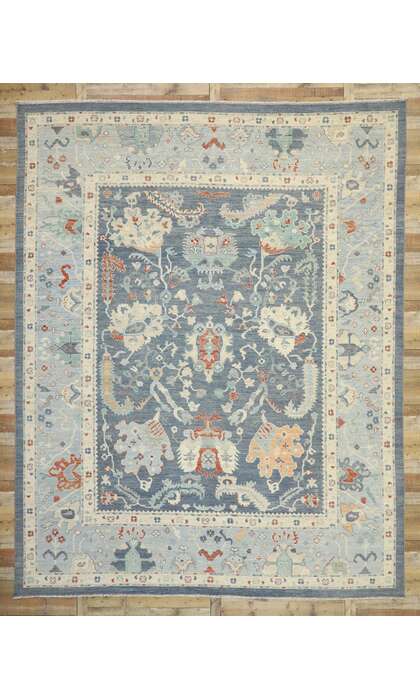 12 x 15 Colorful Blue Oushak Rug 80558