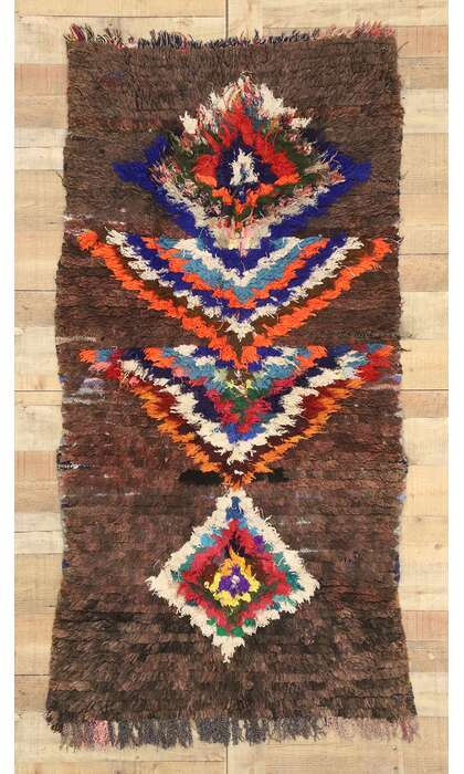 3 x 6 Vintage Brown Moroccan Azilal Rug 21070