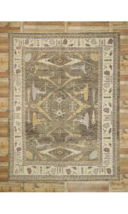 10 x 13 Earth-Tone Oushak Rug 52791