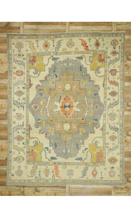 10 x 13 Earth-Tone Turkish Oushak Rug 52800