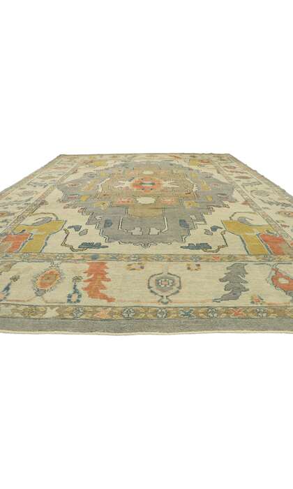 10 x 13 Earth-Tone Turkish Oushak Rug 52800