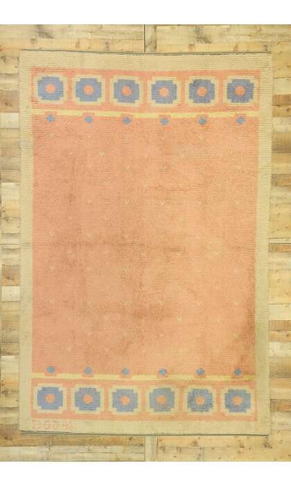 6 x 10 Vintage Swedish Wedding Rya Rug 77402