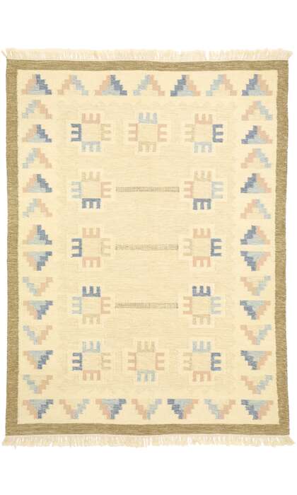 6 x 8 Vintage Pastel Swedish Rollakan Rug 77404