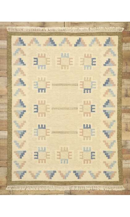 6 x 8 Vintage Pastel Swedish Rollakan Rug 77404