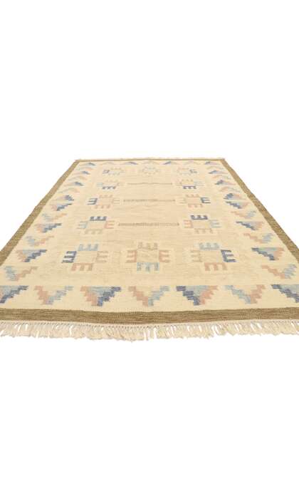 6 x 8 Vintage Pastel Swedish Rollakan Rug 77404