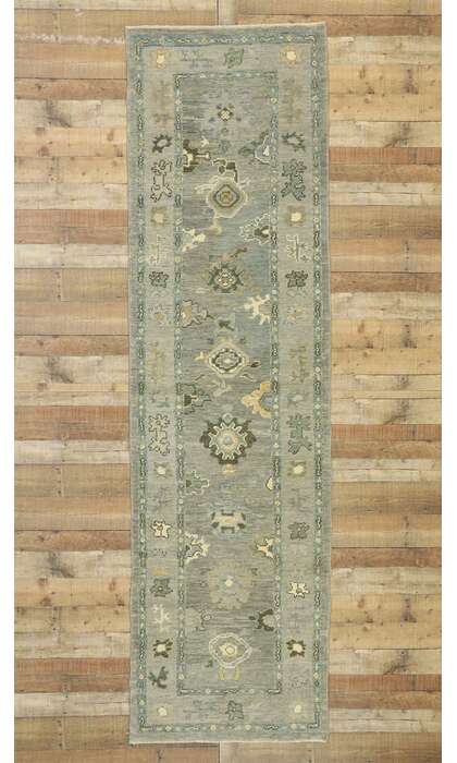 3 x 11 Gray Turkish Oushak Runner 52816