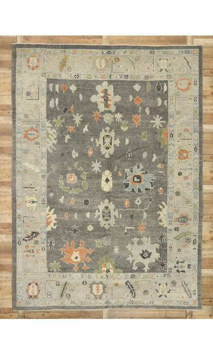 9 x 12 Earth-Tone Turkish Oushak Rug 52829