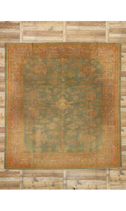 11 x 12 Antique Green Turkish Oushak Rug 76747