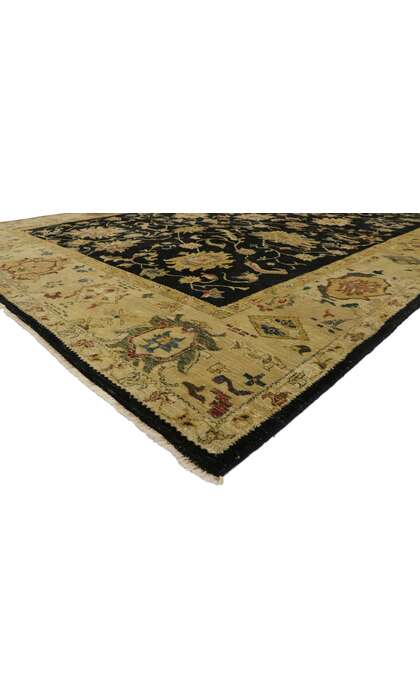 10 x 14 Vintage Black Pakistani Tabriz Rug 77413