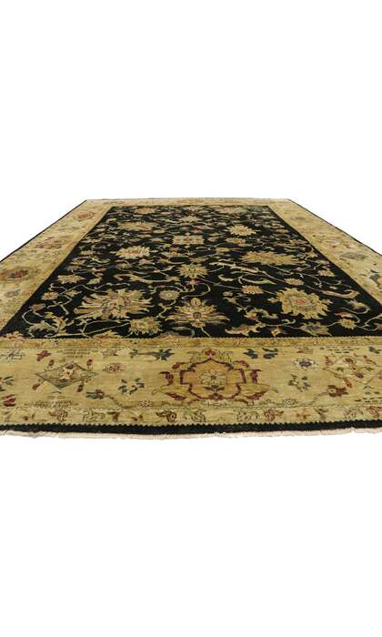 10 x 14 Vintage Black Pakistani Tabriz Rug 77413