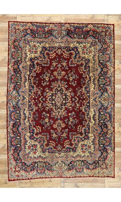 10 x 14 Vintage Persian Yazd Rug 73735
