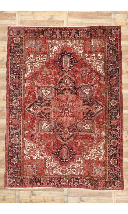 10 x 13 Vintage Persian Heriz Rug 74970
