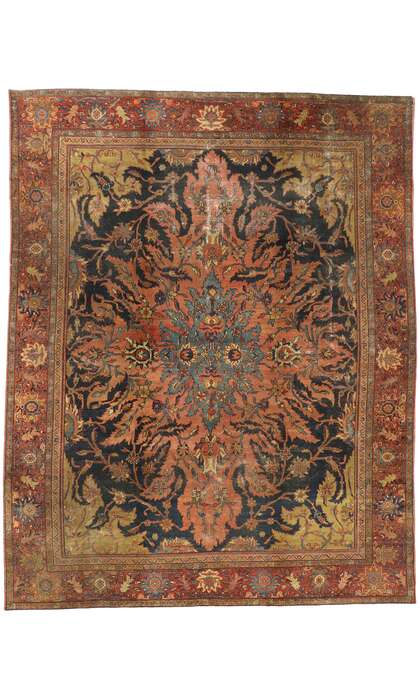 9 x 12 Distressed Antique Persian Farahan Rug 76816