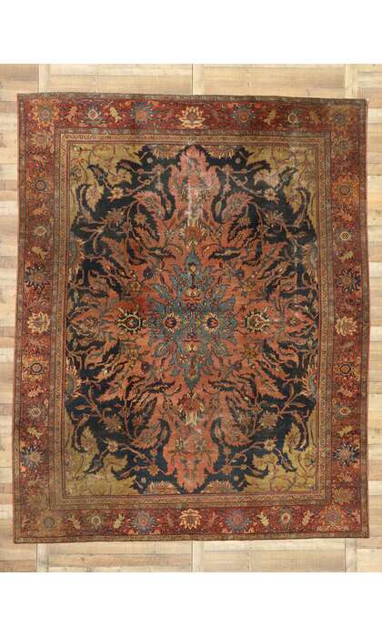 9 x 12 Distressed Antique Persian Farahan Rug 76816