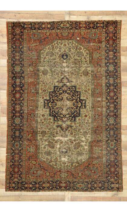 7 x 10 Antique Persian Farahan Rug 77384