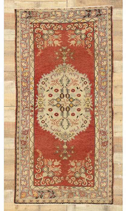 3 x 7 Vintage Red Turkish Oushak Rug 51318