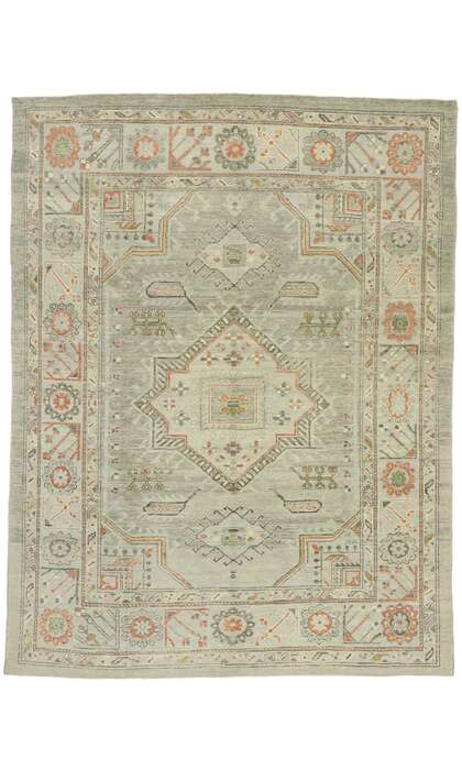 9 x 12 Modern Blue-Gray Turkish Oushak Rug 52870