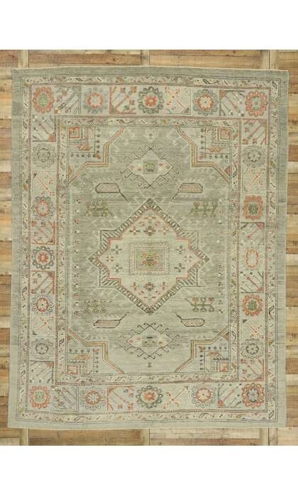 9 x 12 Modern Blue-Gray Turkish Oushak Rug 52870