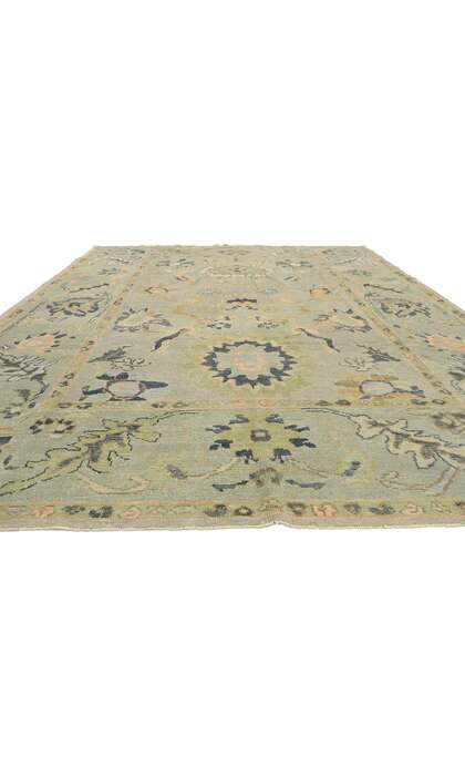 9 x 13 Earthy Pastel Oushak Rug 52913