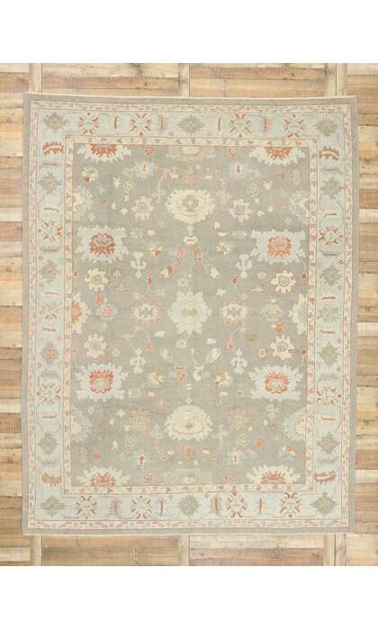 9 x 12 Earth-Tone Turkish Oushak Rug 52940