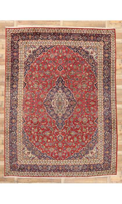 10 x 13 Vintage Persian Kashan Rug 77420